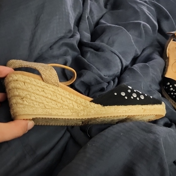 White Mountain Solar Black Espadrille Wedge Shoes - Picture 7 of 12